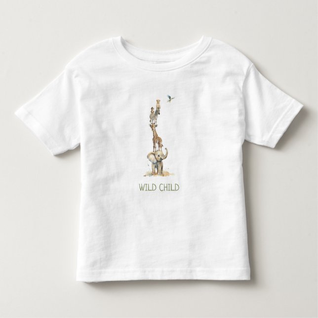 WiILD CHILD Jungle Safari Animals Toddler T-Shirt (Front)