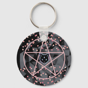 WiizyWitch Magic Witch Cosmic Cat Pentacle Magick Key Ring