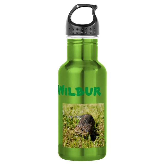 Wilbur Name With Lizard, Water Bottle (Front)