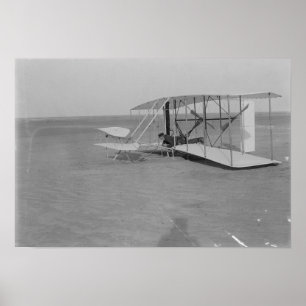 Wilbur Wright in damaged plane after Poster