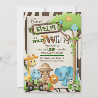 Wild 1st, 2nd and 3rd Birthday Girl Invitation