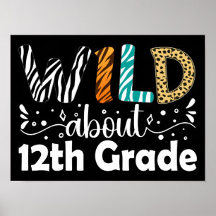 Wild About 12th Grade Teacher Student School Poster