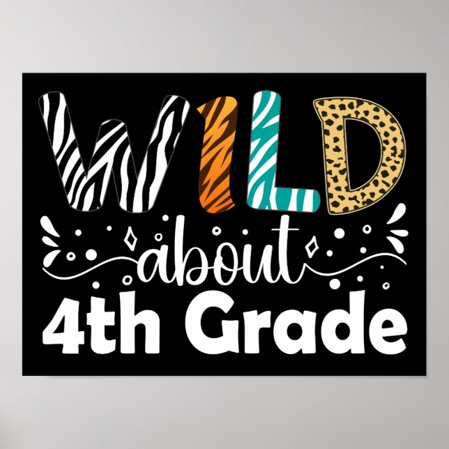 Wild About 4th Grade Funny Back To School  Poster (Front)