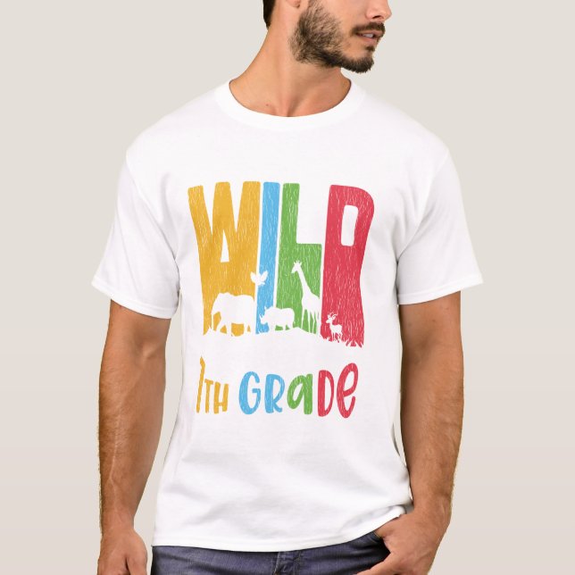 Wild About 7th Grade Back School 1st Day Of School T-Shirt (Front)