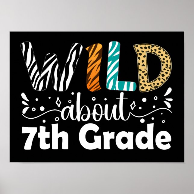 Wild About 7th Grade Funny Back To School  Poster (Front)
