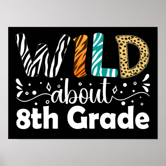 Wild About 8th Grade Teacher Student Funny  Poster (Front)