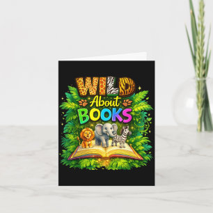 Wild about books teacher back to school leopard  card