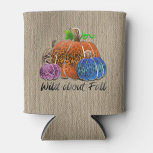 Wild About Fall Leopard Print Pumpkins  Can Cooler