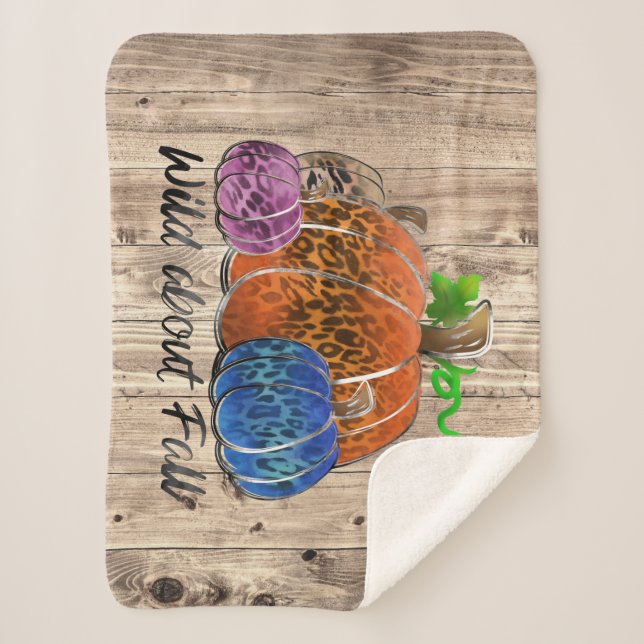 Wild About Fall Leopard Print Pumpkins  Sherpa Blanket (Front)