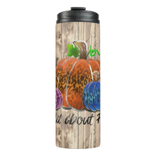 Wild About Fall Leopard Print Pumpkins  Thermal Tumbler