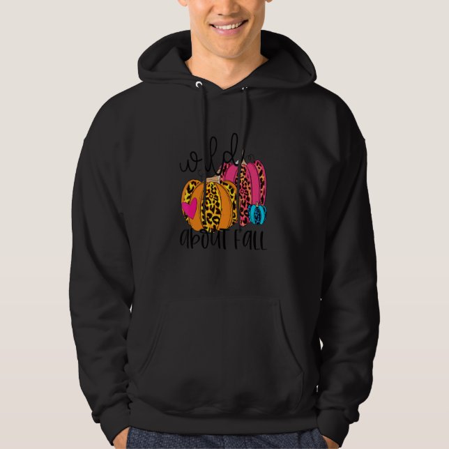 Wild About Fall Leopard Pumpkin Fall Vibes Hello F Hoodie (Front)