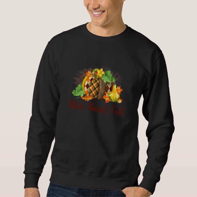 Wild About Fall Leopard Pumpkin Fall Vibes Hello F Sweatshirt (Front)