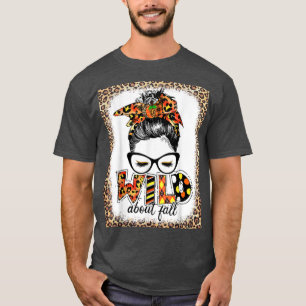 Wild About Fall Leopard Women Fall Lover Autumn Bl T-Shirt