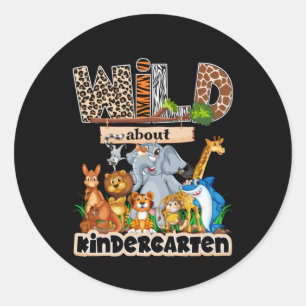 Wild About Kindergarten Classic Round Sticker