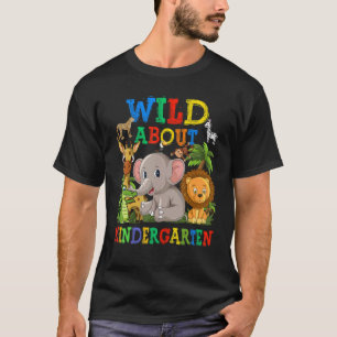 Wild About Kindergarten Safari Animals Jungle Back T-Shirt
