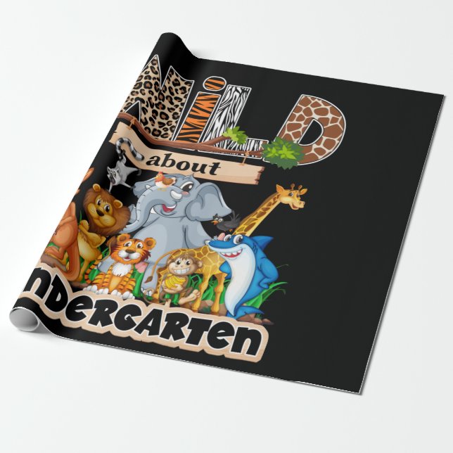 Wild About Kindergarten Wrapping Paper (Unrolled)