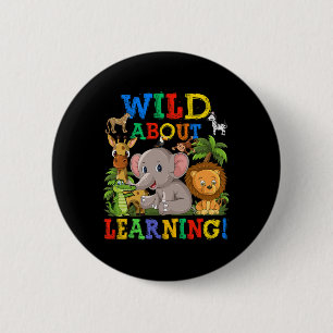 Wild About Learning Safari Animals Jungle Byck To 6 Cm Round Badge