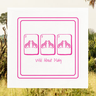 Wild About Mahj Pink Cheetah Mahjong Tiles Preppy Napkin
