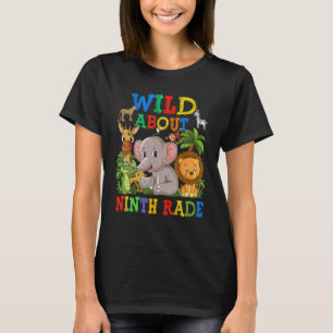 Wild About Ninth Grade Safari Animals Jungle Back T-Shirt