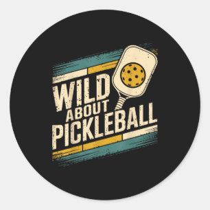 Wild about pickleball funny pickle ball classic round sticker