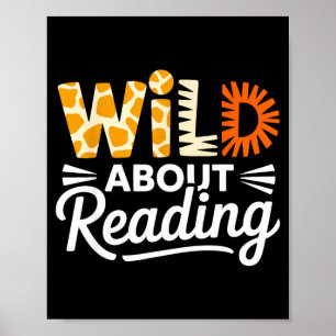 Wild about reading animal print letters funny