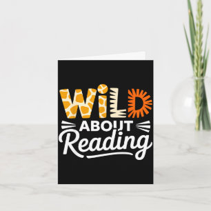 Wild about reading animal print letters funny card