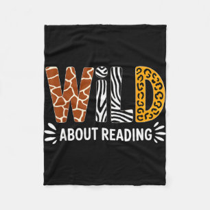 Wild about reading book animal children's book fleece blanket