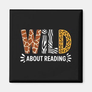 Wild about reading book animal children's book magnet