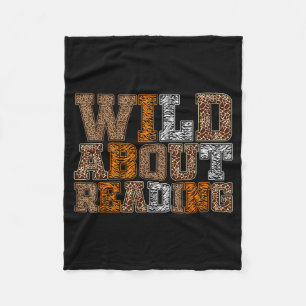 Wild about reading book animal print kids book fleece blanket