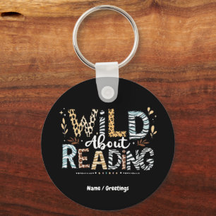 Wild About Reading Book Lover & Animal Design Key Ring