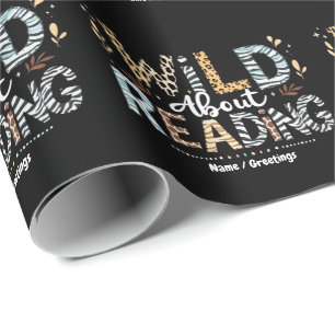Wild About Reading Book Lover & Animal Design Wrapping Paper
