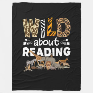 Wild About Reading Books And Bookworm Library Fleece Blanket