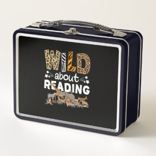 Wild About Reading Books And Bookworm Library Metal Lunch Box