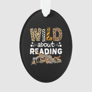 Wild About Reading Books And Bookworm Library Ornament