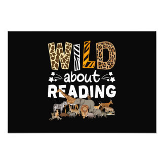 Wild About Reading Books And Bookworm Library Photo Print