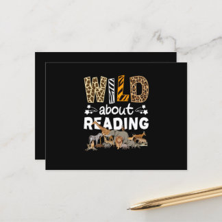 Wild About Reading Books And Bookworm Library Postcard