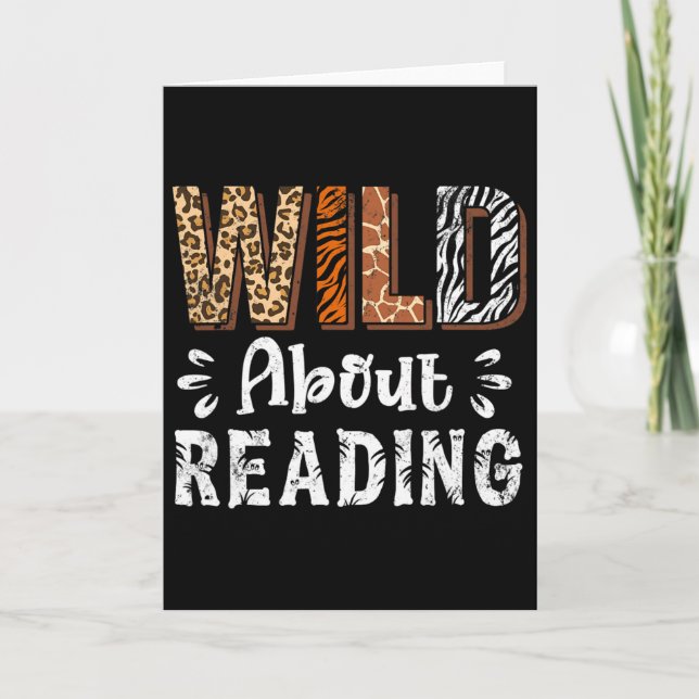 Wild About Reading Books Reader Lover Animals Leop Card (Front)