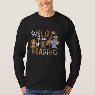 Wild About Reading Books Reader Lover Librarian Bo T-Shirt