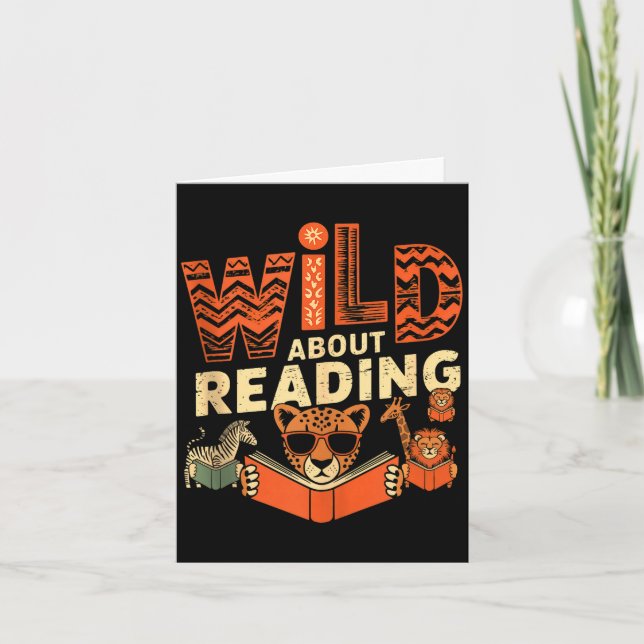 Wild about reading books reader lover librarian card (Front)