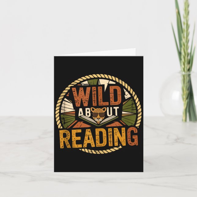 Wild about reading books reader lover librarian card (Front)