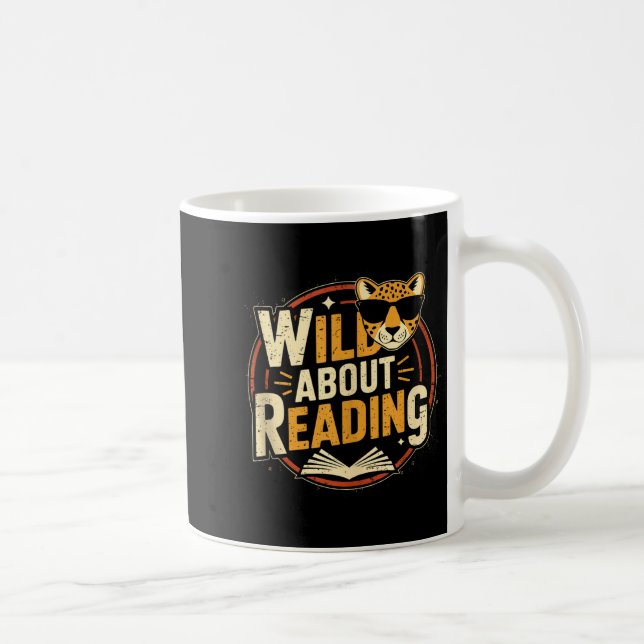 Wild about reading books reader lover librarian coffee mug (Right)