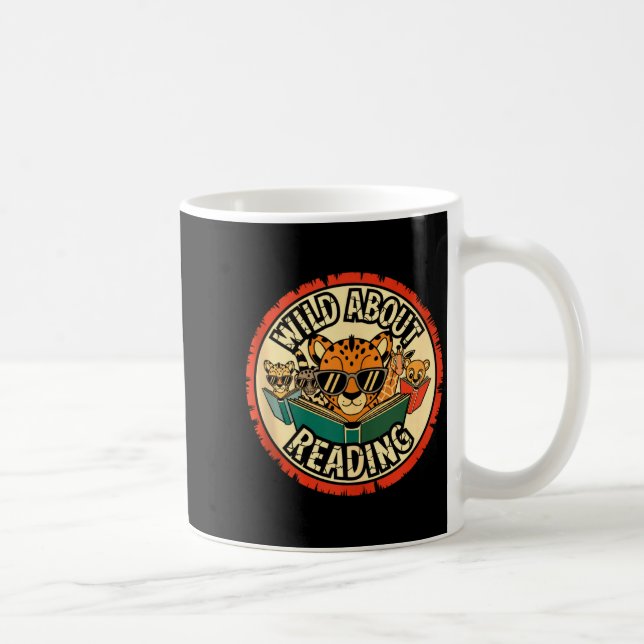 Wild about reading books reader lover librarian coffee mug (Right)