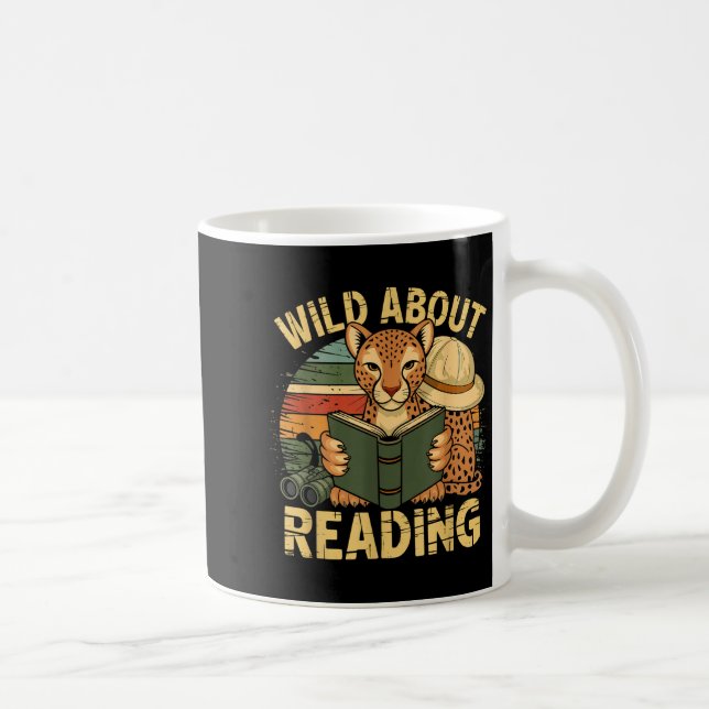 Wild about reading books reader lover librarian coffee mug (Right)