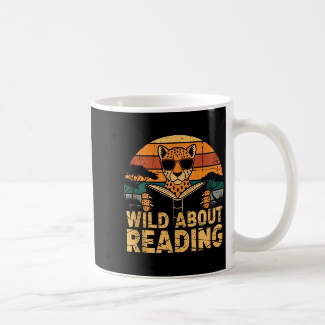 Wild about reading books reader lover librarian coffee mug (Right)