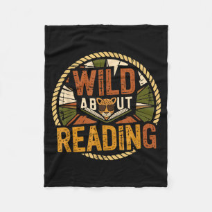 Wild about reading books reader lover librarian fleece blanket