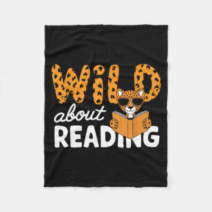 Wild about reading books reader lover librarian fleece blanket