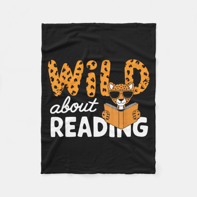 Wild about reading books reader lover librarian fleece blanket (Front)