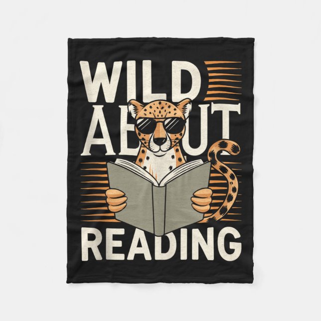 Wild about reading books reader lover librarian fleece blanket (Front)