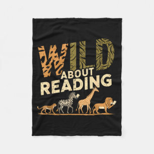 Wild about reading books reader lover librarian fleece blanket