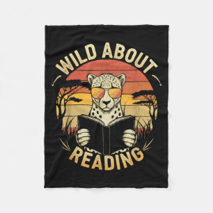 Wild about reading books reader lover librarian fleece blanket